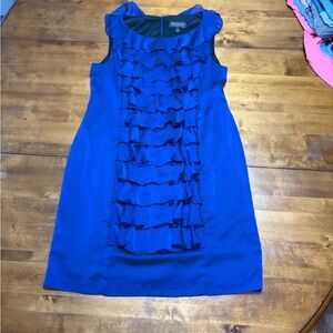 Connected Apparel Vibrant Blue Ruffle Mini Dress